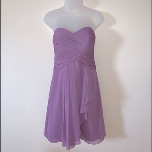 Short Wisteria Crinkle Chiffon Dress with Front Cascade by Davids Bridal - Sz. 4
